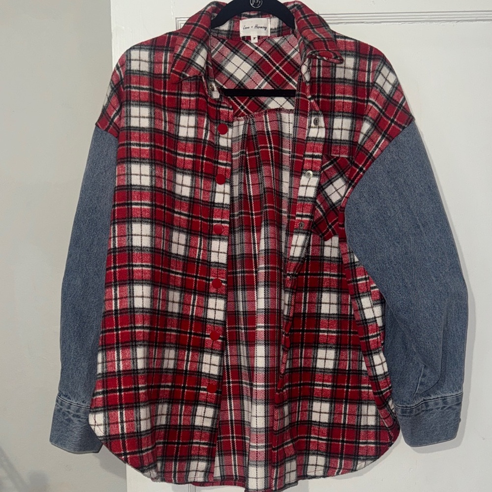Plaid Red and Blue Women's Jacket
